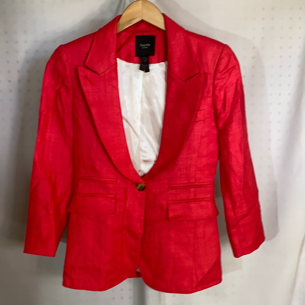 Smythe Les Vestes coral colored linen blazer